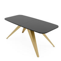 AUSZIEHTISCH FENTO 180/90/76 cm, Gold / Schwarz - Schwarz, Holzwerkstoff/Metall (90/180/76cm) - Idohome