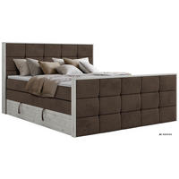 BOXSPRINGBETT ALNOR KING DUO 180/200 - Braun Velvet - Topper T25 - H4 - Schwarz/Braun, Kunststoff/Textil (180/200cm) - MKS