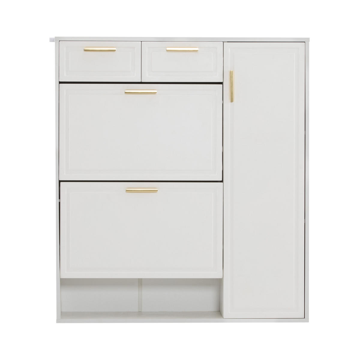 SCHUHSCHRANK mit Schubladen und verstellbaren Regalen 95 x 24 x 107,5 cm Weiß - Weiß, Holzwerkstoff (24/107/95cm) - Beauniv