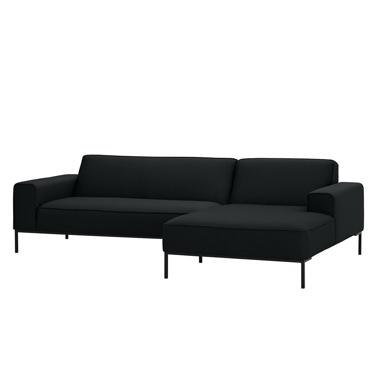 ECKSOFA mit Longchair - Webstoff - Anthrazit/Schwarz, Textil (264/168cm) - home24