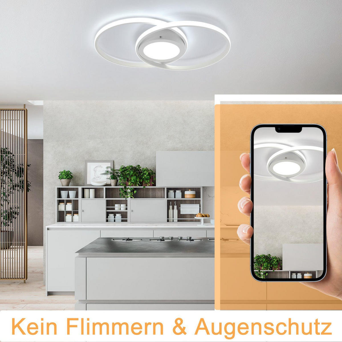 LED-DECKENLEUCHTE Einäugig 47.4/33.2/4 cm - Weiß, Metall (33.2/47.4/4cm) - Nettlife