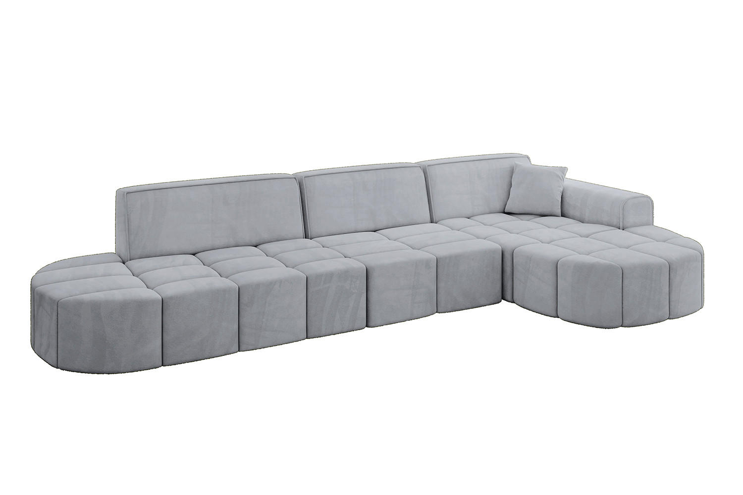 ECKSOFA Ottomane Rechts LIVO-L2 - 337x173x79,5 cm Hellgrau - Grau, Holzwerkstoff/Textil (337/173cm) - ALTDECOR