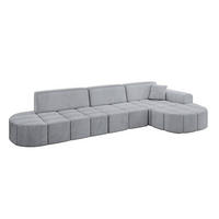 ECKSOFA Ottomane Rechts LIVO-L2 - 337x173x79,5 cm Hellgrau - Grau, Holzwerkstoff/Textil (337/173cm) - ALTDECOR