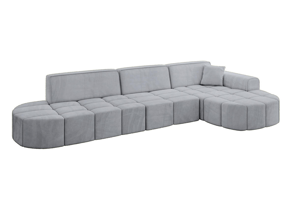 ECKSOFA Ottomane Rechts LIVO-L2 - 337x173x79,5 cm Hellgrau - Grau, Holzwerkstoff/Textil (337/173cm) - ALTDECOR
