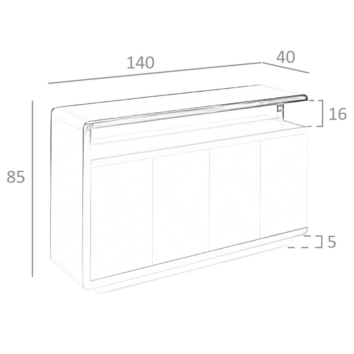 SIDEBOARD Sideboard aus weißem Holz und verchromtem Stahlsockel 140/40/85 cm - Edelstahlfarben/Weiß, Holz/Metall (140/85/40cm) - ANGEL CERDA