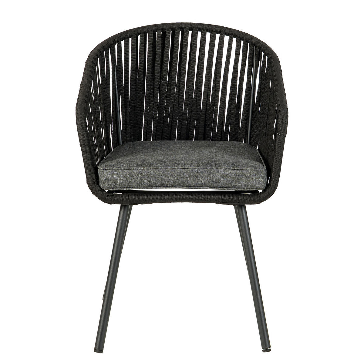 GARTENSTUHL - Stahl / Polyester - 2er-Set - Schwarz, Textil/Metall (56/79/62cm) - home24