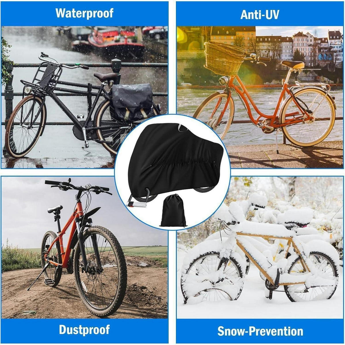 FAHRRADABDECKUNG Wasserdicht 200 x 110 x 90 cm - Schwarz, Textil (110/90/200cm)