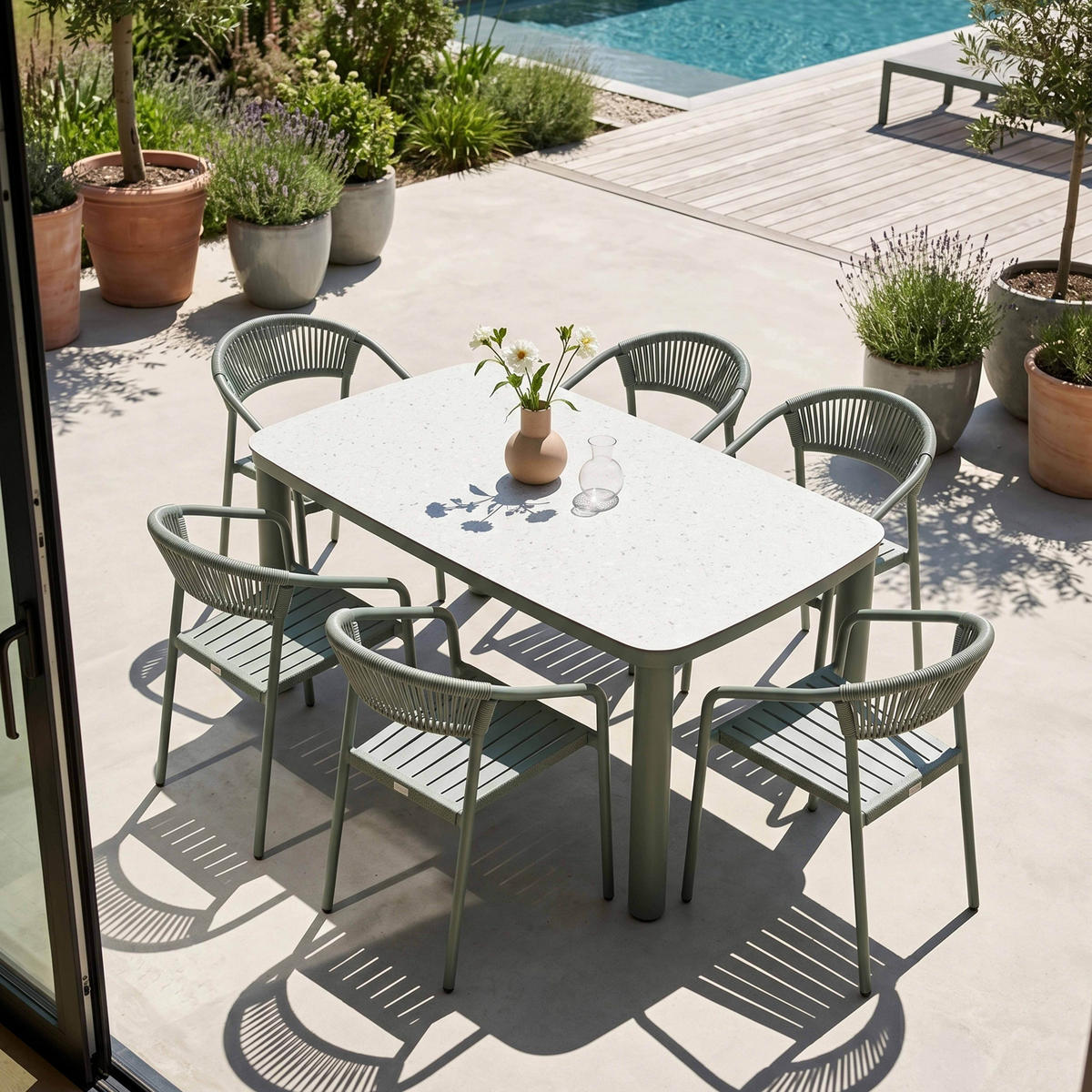 GARTENTISCH, Grün - Grün, Metall (150/90/75cm) - Oviala