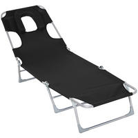 SONNENLIEGE Verstellbare und faltbare 182x56x28 cm ,Schwarz - Schwarz, Metall (56/28/182cm) - Vallsero