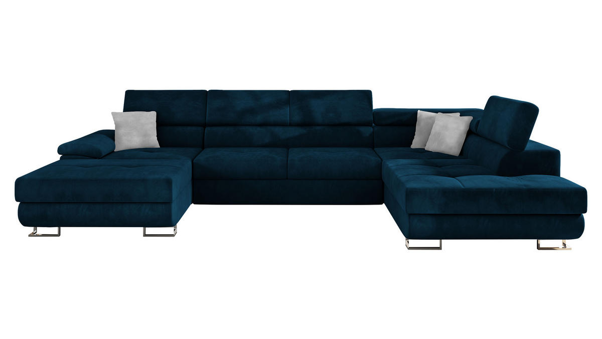 WOHNLANDSCHAFT Cotere Bis, Seite: Rechts - Dunkelblau, Holz (345/91/202cm) - MIRJAN24