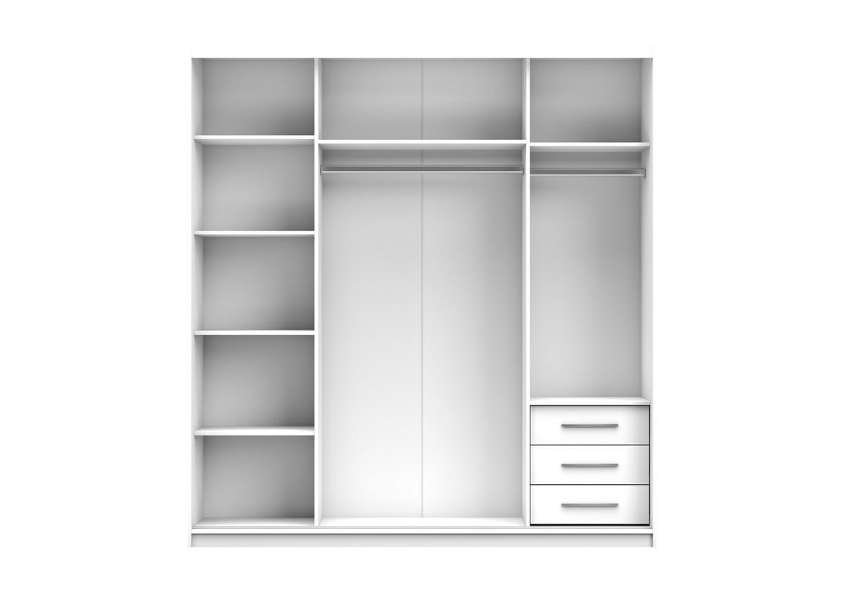 SCHIEBETÜRENSCHRANK - Schrank POSA 42 Weiß + Sonoma - Weiß/Sonoma Eiche, Holzwerkstoff (203/218/61cm) - Möblo