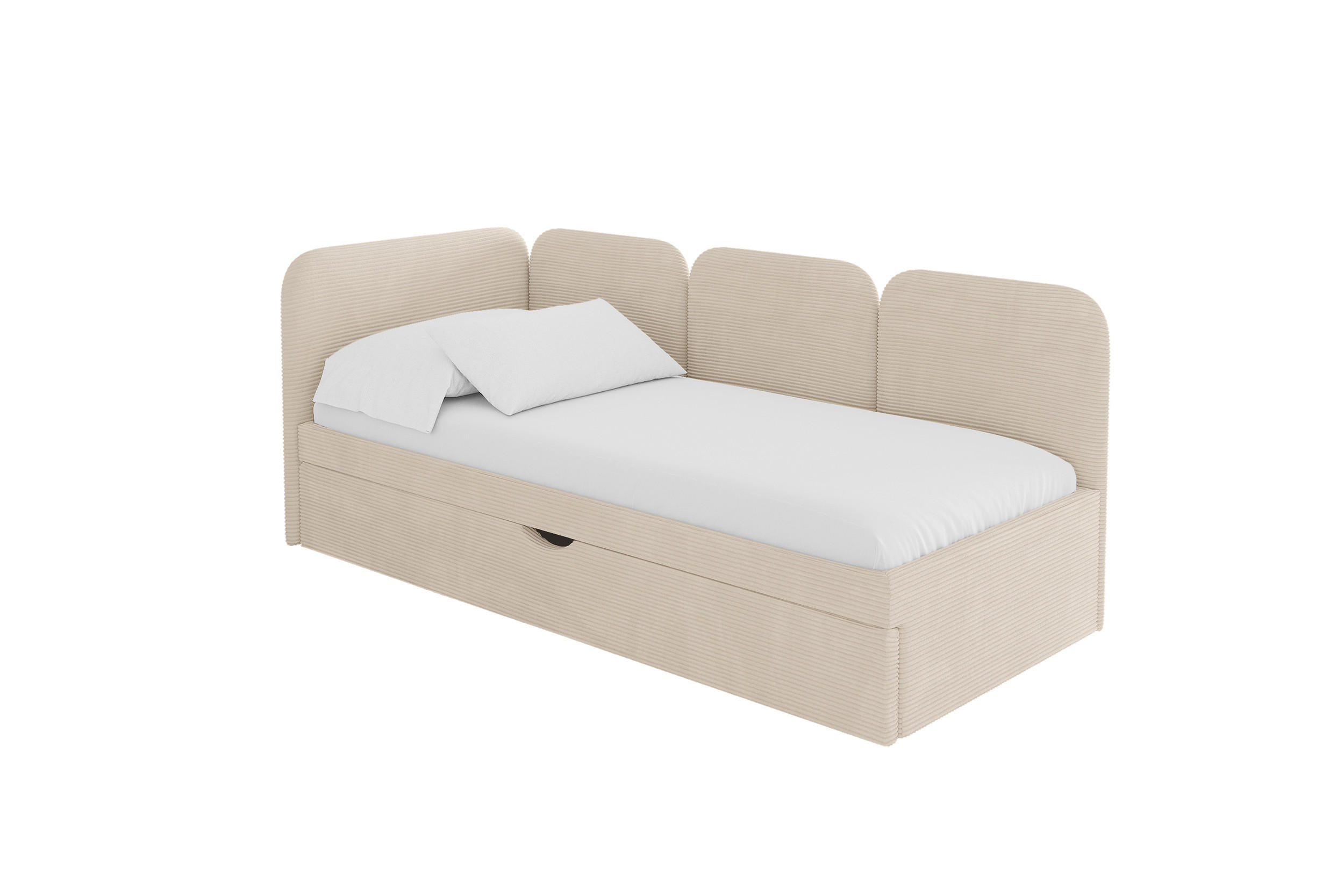 ALTDECOR JEDNOLŮŽKOVÁ POSTEL pro mládež s úložným prostorem a matrací H3/H4, vpravo - ALVY 90x200 béžová