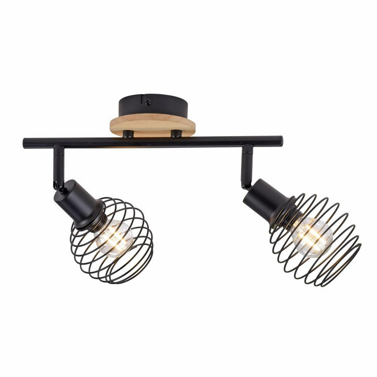 DECKENLEUCHTE Schwarz Holzoptik bewegliche Spots - Schwarz, Holz (50/22.6/23cm)