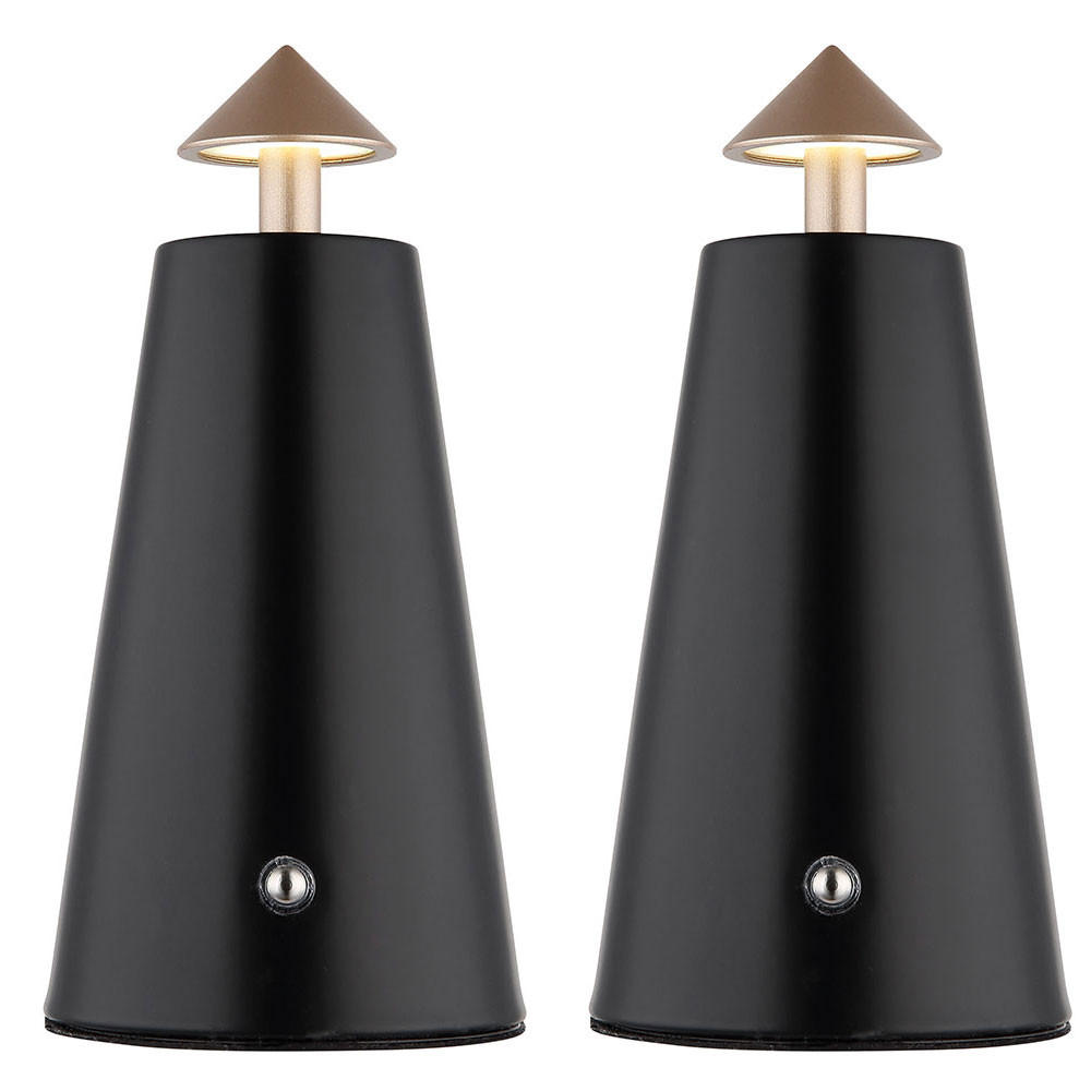 2X LED TISCHLEUCHTE Schwarz Cappuccino CCT - Schwarz, Metall (9/9/19cm) - Globo Lighting