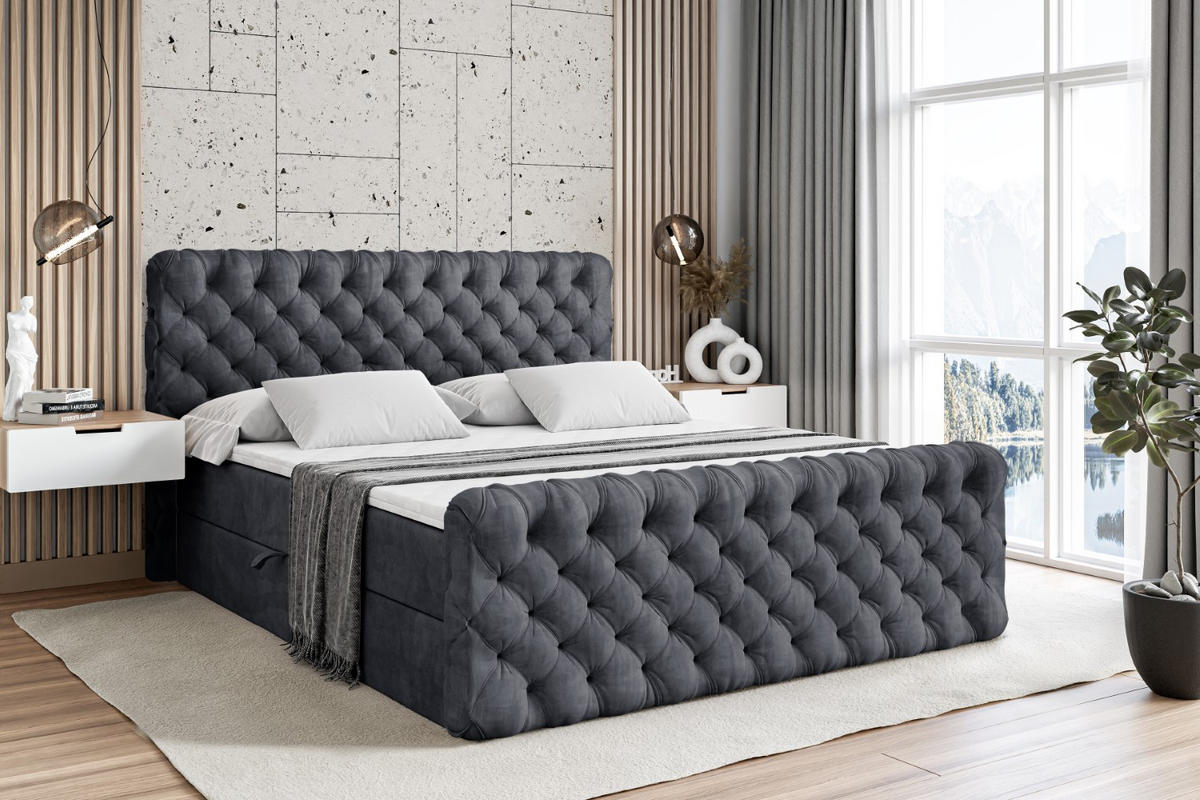 BOXBETT BOXI8-Z - 140x200 cm - H3 - Dunkelgrau - Dunkelgrau, Holzwerkstoff (140/200cm) - ALTDECOR