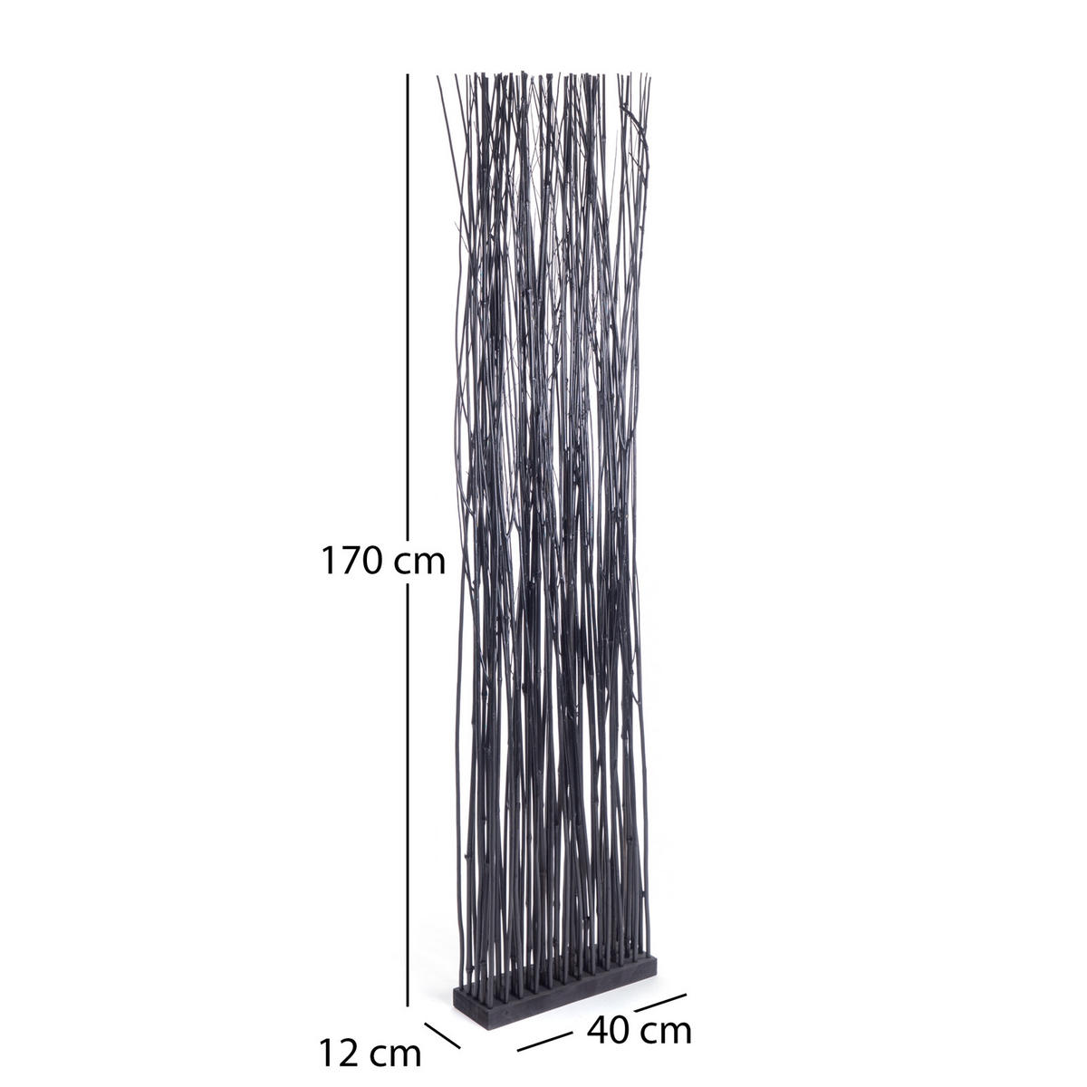 RAUMTEILER Slim 170x40 cm, Weidenholz-Zweige schwarz - Schwarz, Naturmaterialien (40/170/12cm) - DESIGN DELIGHTS