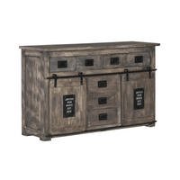 SIDEBOARD Mango 150x45x90 grau lackiert RAILWAY #219 - Grau, Holz (150/90/45cm) - Massivmoebel24