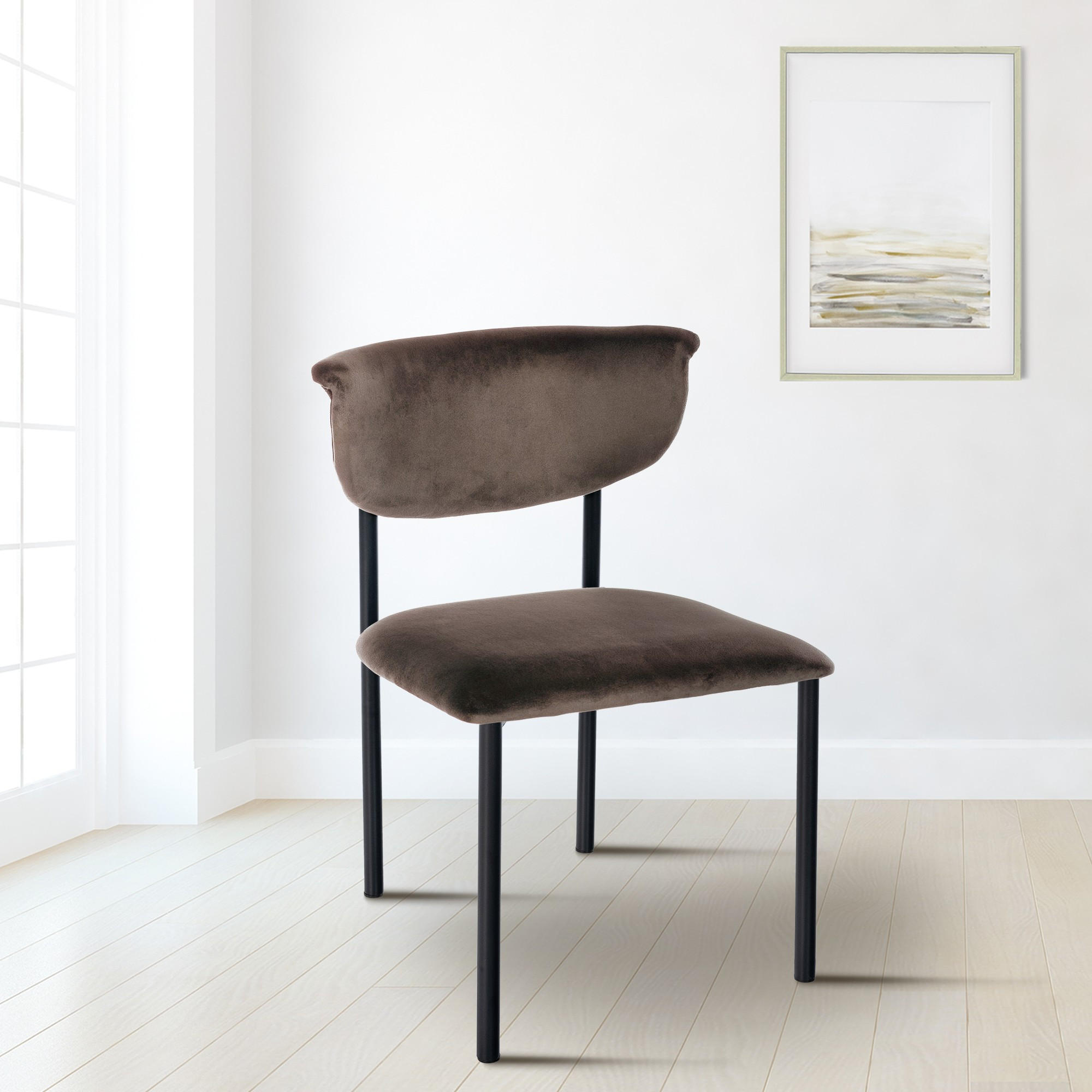 STUHL Samt Braun - Braun, Textil/Metall (52/78/53cm) - CLP