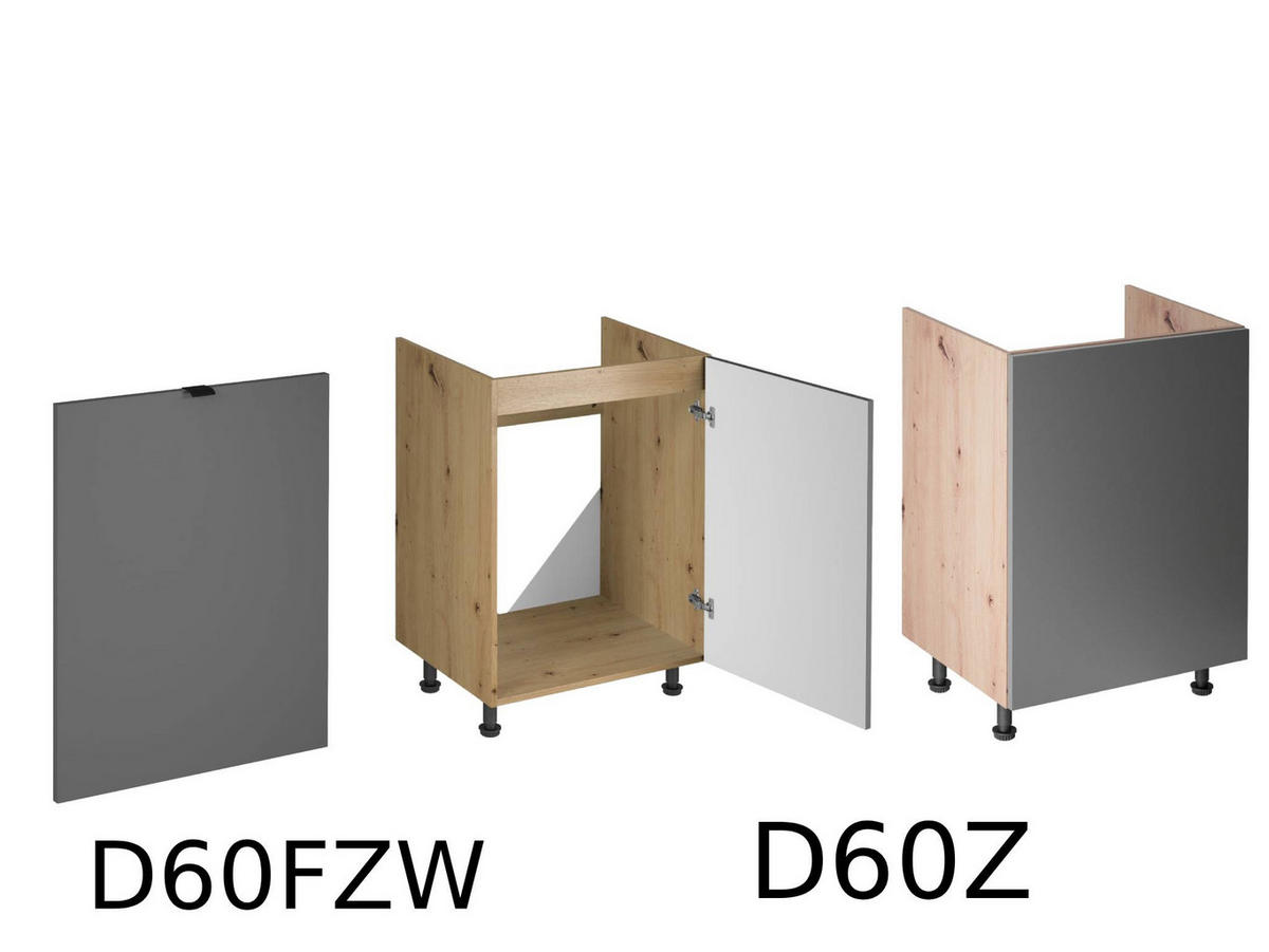 WINKELKÜCHE 360cm x 200cm- Langen KL10-M360 - in Grau/Matt - Grau, Holz/Metall (560/248/58cm)