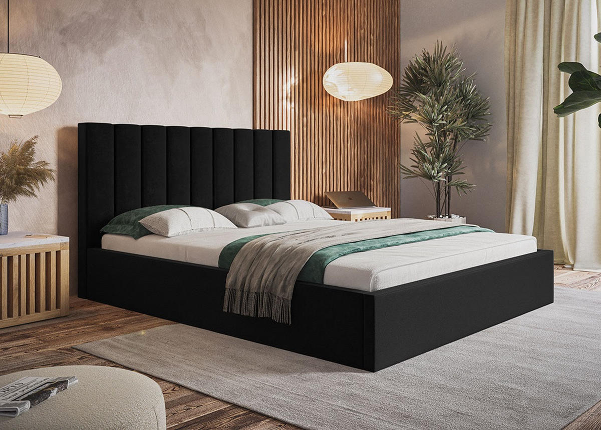 BETT Schwarz SIM 9 Gepolstert 120x200 cm - Schwarz, Kunststoff/Textil (120/200cm) - Sepro Meble