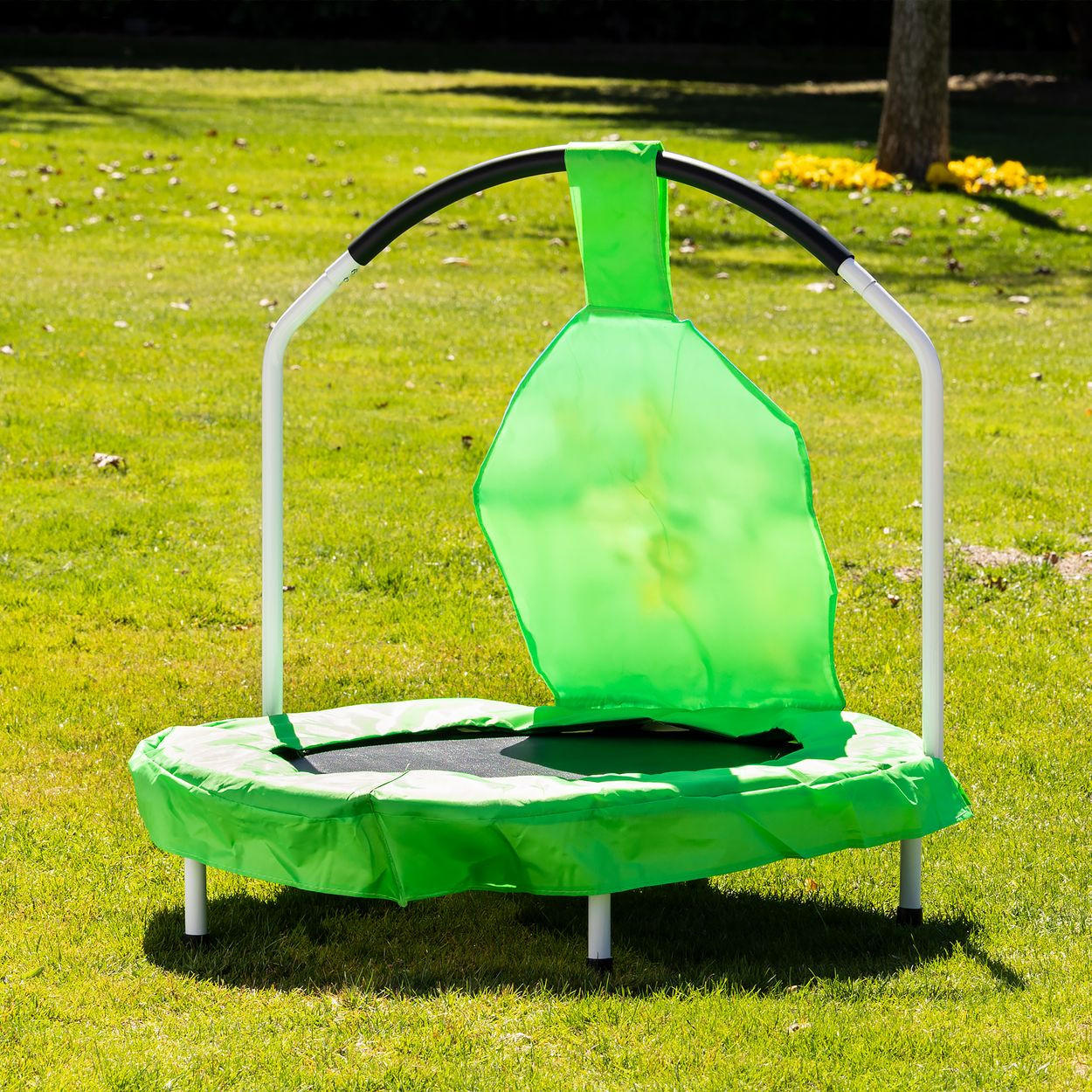KINDERTRAMPOLIN Mini 91 cm grün Haltegriff, Federabdeckung, bis 120 kg - Grün, Metall (91/91cm) - Chipolino