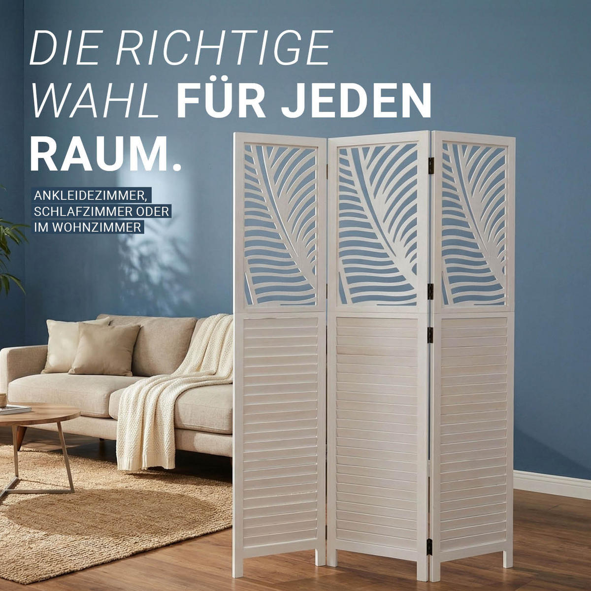 PARAVENT 120/170 cm Weiß - Weiß, Holz (120/170/2cm) - Homestyle4u