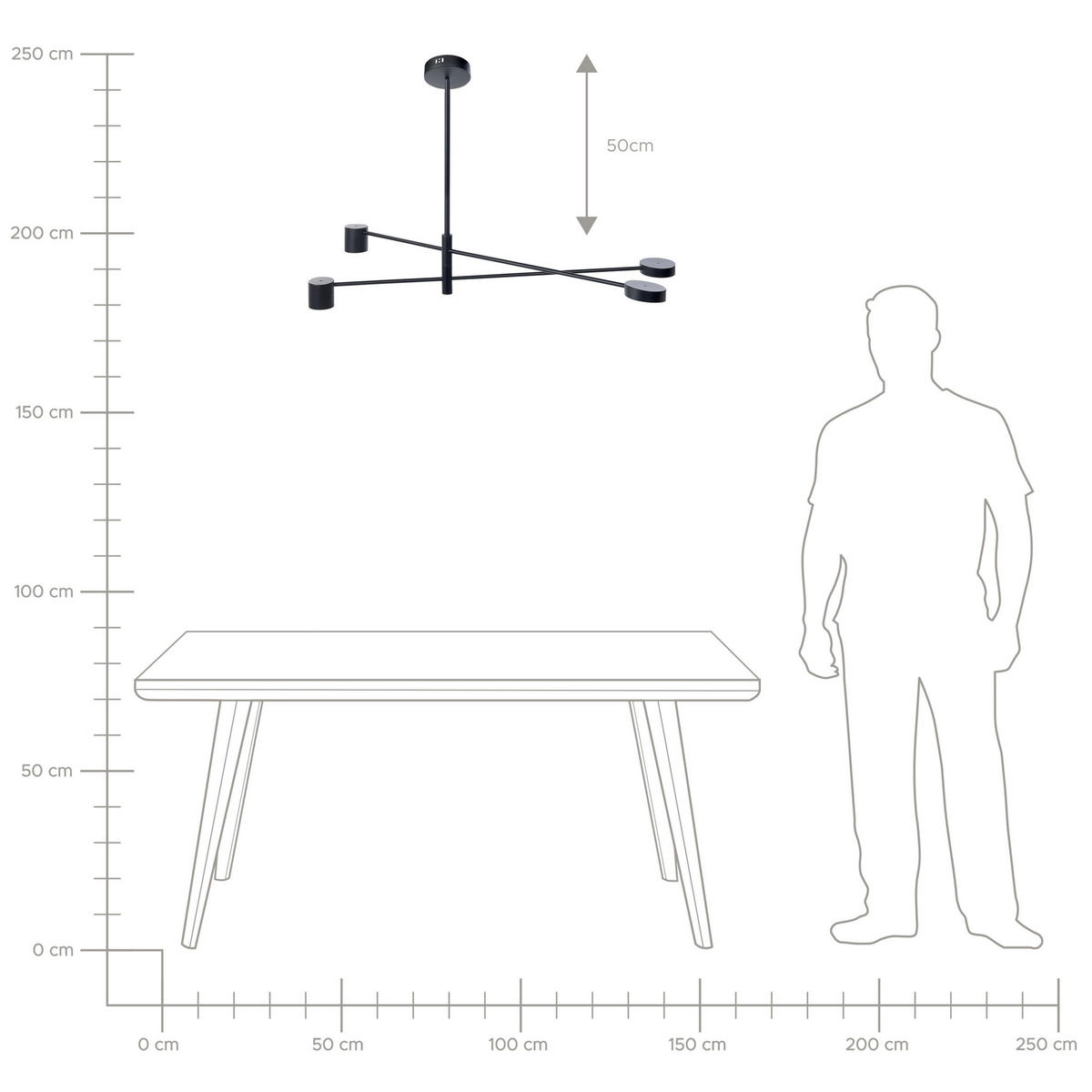 HÄNGELAMPE Bandon 30/104/73 cm - Schwarz, Metall (30/104/73cm) - Beliani