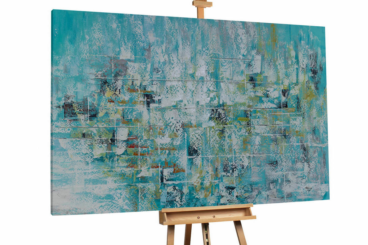 XXL ÖLGEMÄLDE Blau 180/120 cm - Blau/Beige, Holz/Textil (180/120cm) - KUNSTLOFT
