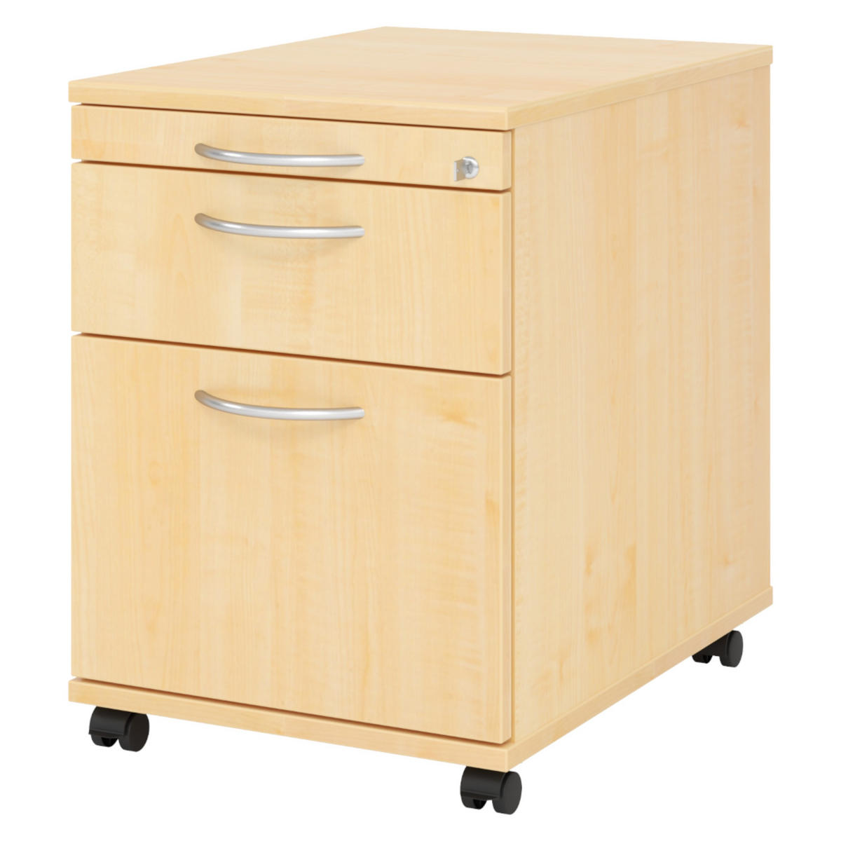 ROLLCONTAINER - mit Hängeregistratur 58/42,8/59 cm in Ahornfarben Bogengriff (Metall) - Ahornfarben, Holzwerkstoff (42.8/59/58cm) - bümö