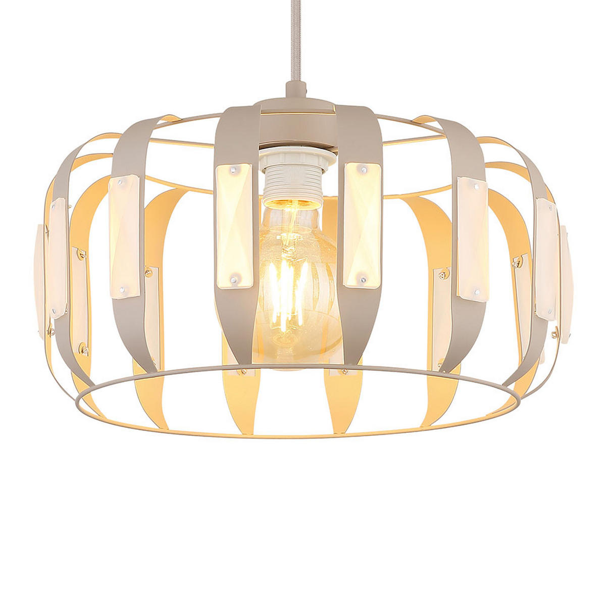 LED PENDELLEUCHTE ARLEN Metall weiß matt, 1x E27, höhenverstellbar - Weiß, Glas (35/35/120cm) - Globo Lighting