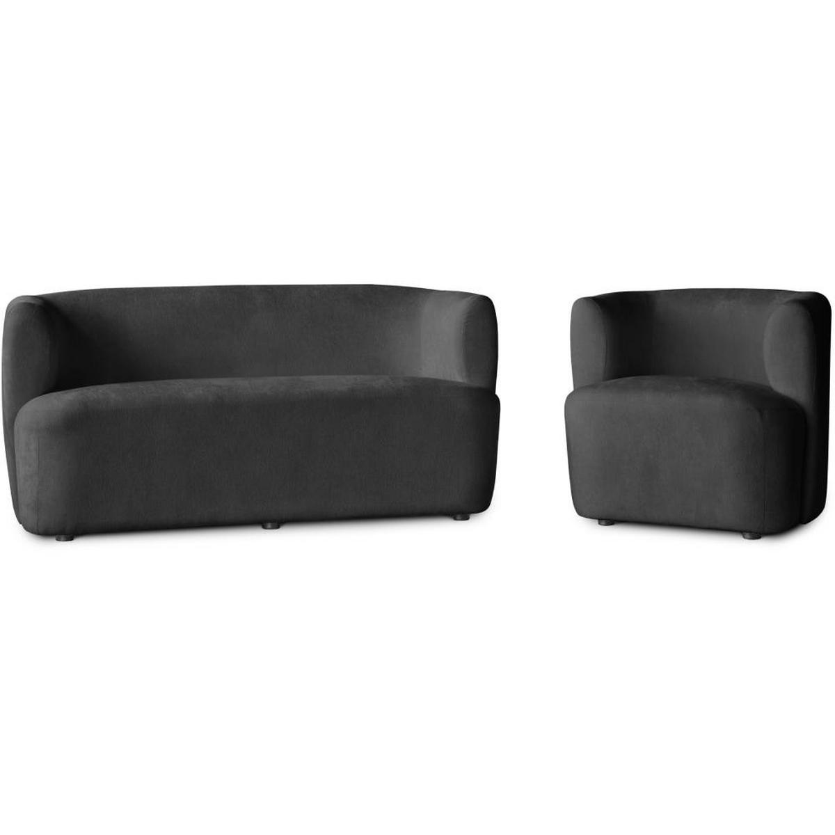 2-SITZER SOFA Nori schwarz velour - Schwarz, Kunststoff/Textil (150/68/72cm) - Beautysofa