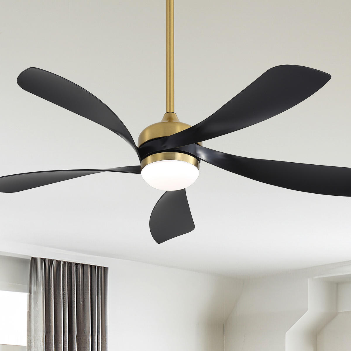 DECKENVENTILATOR 52Zoll LED Licht Dimmbar DC Motor 5 ABS Flügel - Schwarz, Kunststoff (132.08/132.08/26.8cm) - CASIVA