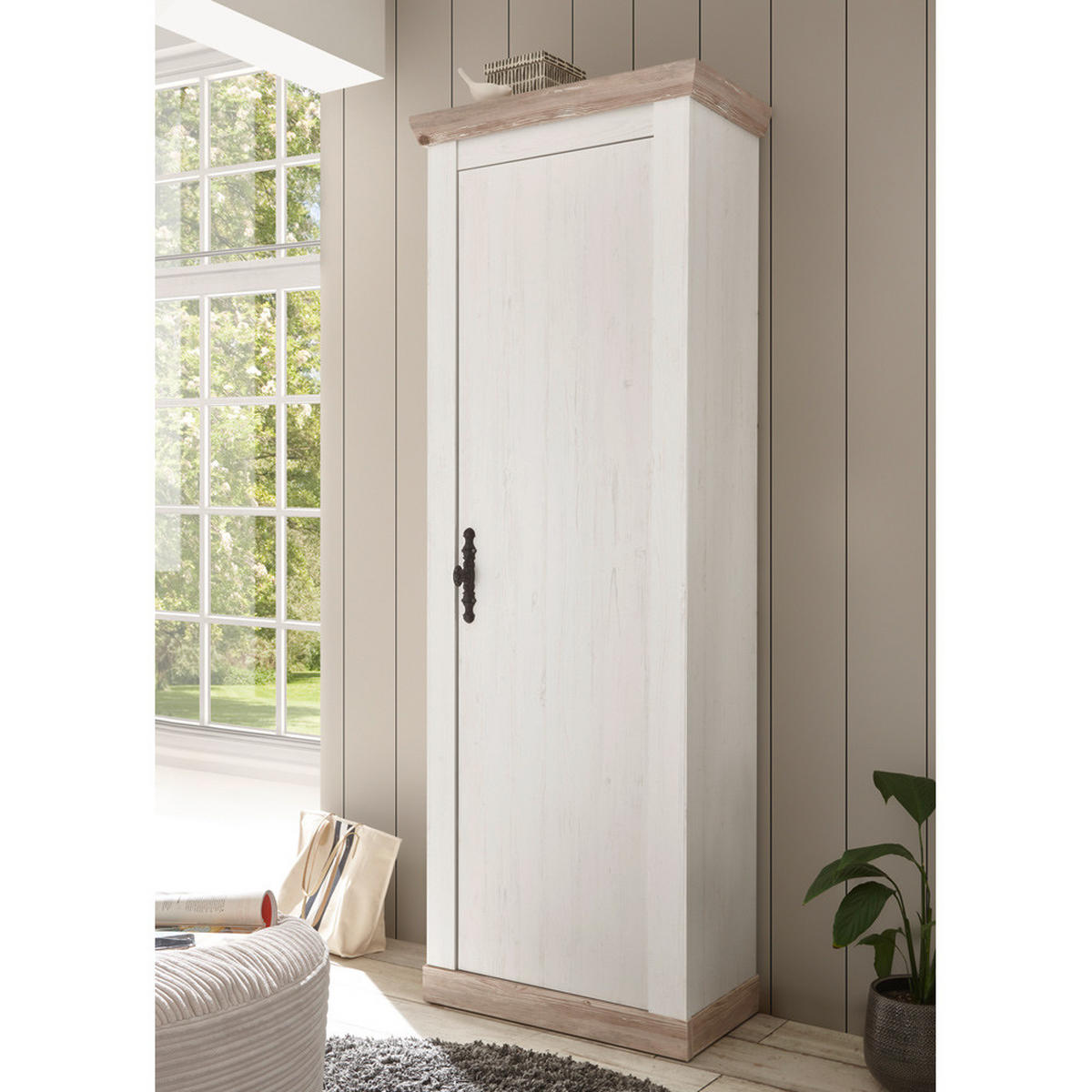 GARDEROBENSCHRANK Ferna-61 - Weiß, Holzwerkstoff (38/201/73cm) - Lomado