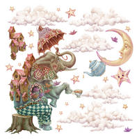 WANDAUFKLEBER 60x83cm - Pastellfarbene Tiere - Multicolor, Kunststoff (60/83/0.1cm) - Wallfluent