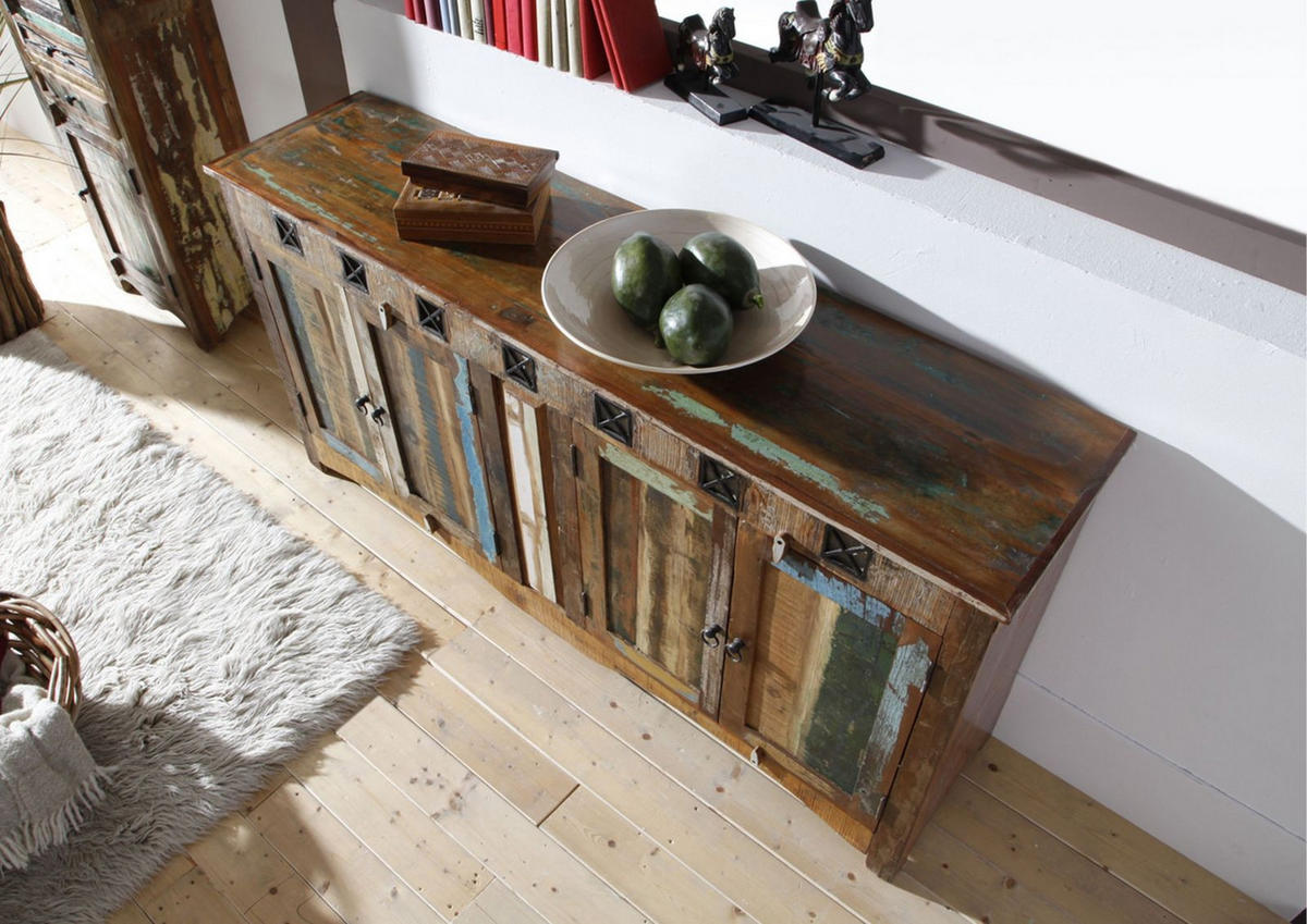 SIDEBOARD Altholz 178x42x88 mehrfarbig lackiert NATURE OF SPIRIT #40 - Multicolor, Holz (178/88/42cm) - Massivmoebel24