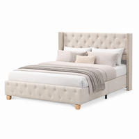 POLSTERBETT mit Lattenrost 160x200 cm Leinen Beige - Beige, Metall (160/200cm) - Beauniv