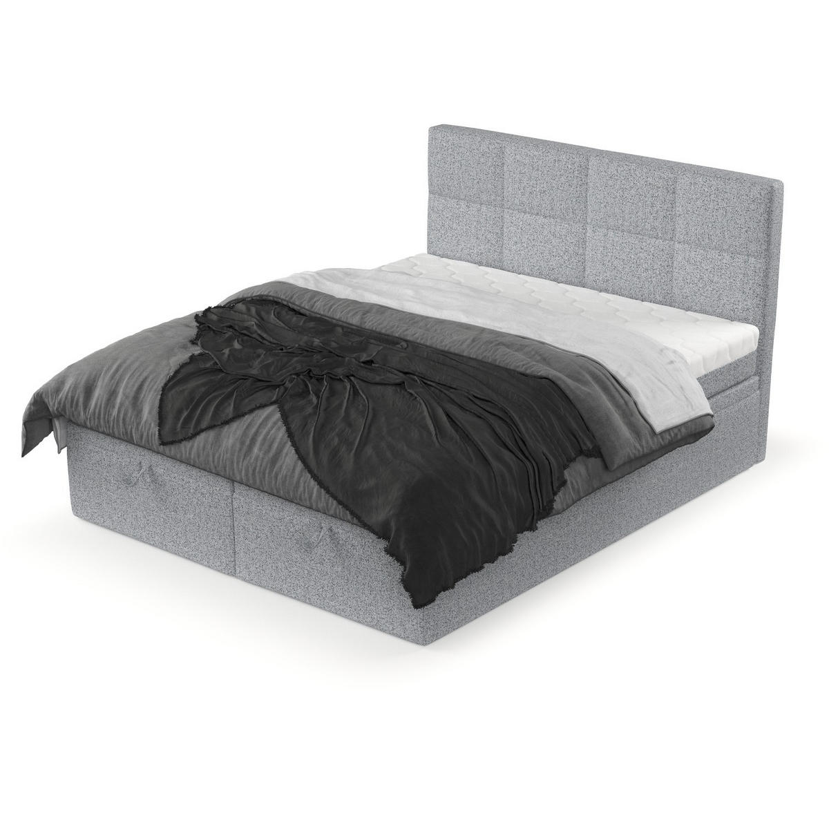 BOXBETT Tessa 140/200 cm Grau im Riva Stoff - Schwarz/Grau, Holz/Holzwerkstoff (140/200cm) - AltaBeds