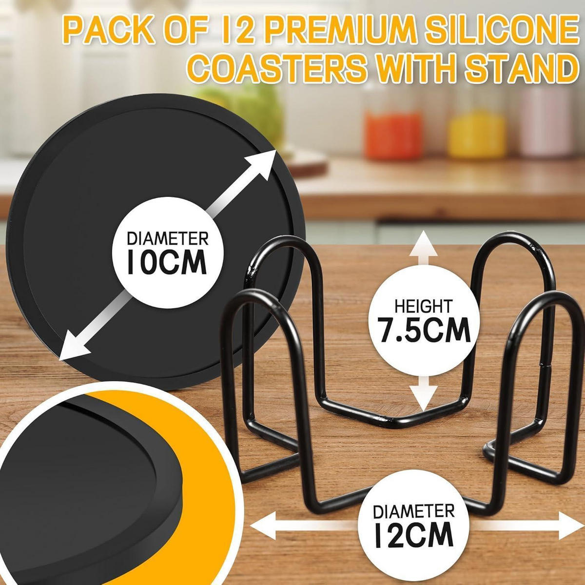 UNTERSETZER 12er Set Schwarz 10 cm - Schwarz, Kunststoff (10/10cm)