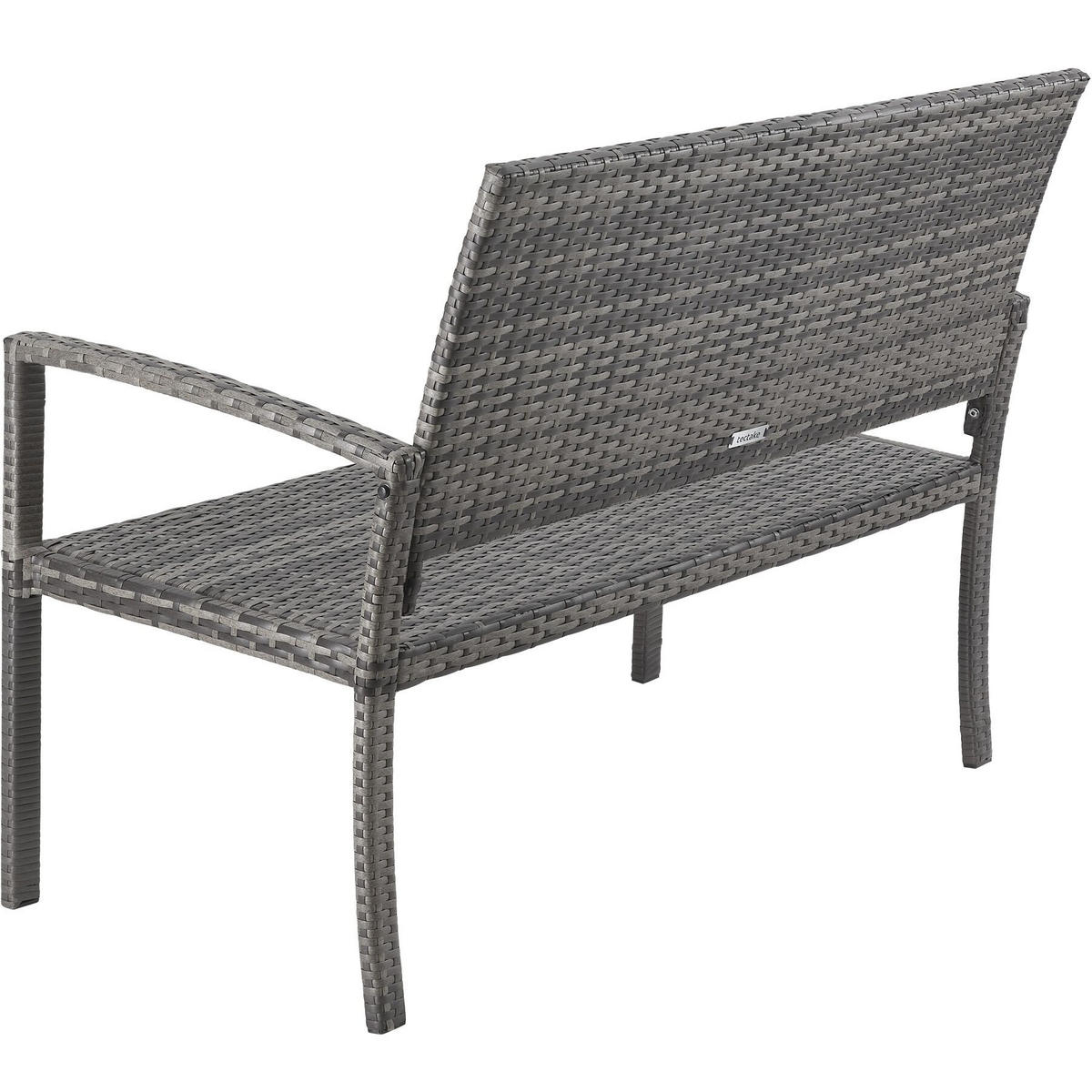 RATTAN-GARTENBANK Murat, 125 x 62,5 x 90 cm, inklusive Schutzhülle, grau - Grau, Kunststoff (125/90/62.5cm) - tectake