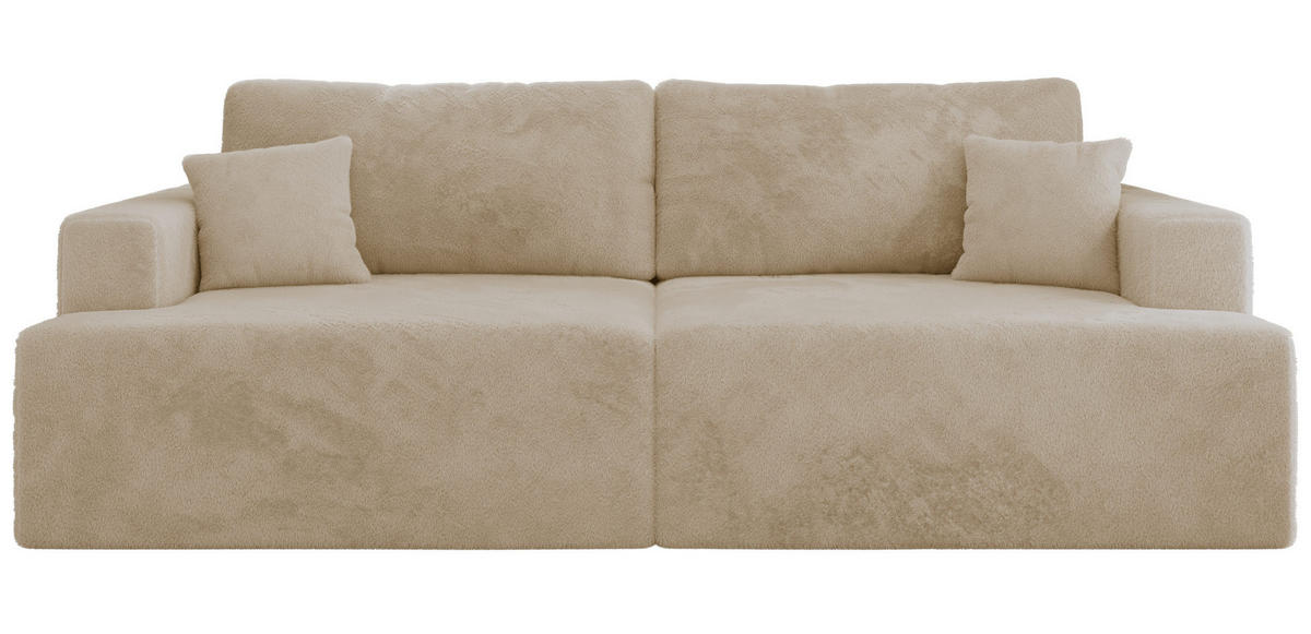 4-SITZER SOFA VIRELLA Creme Plüsch - Creme/Schwarz, Textil (240/88/115cm) - MKS