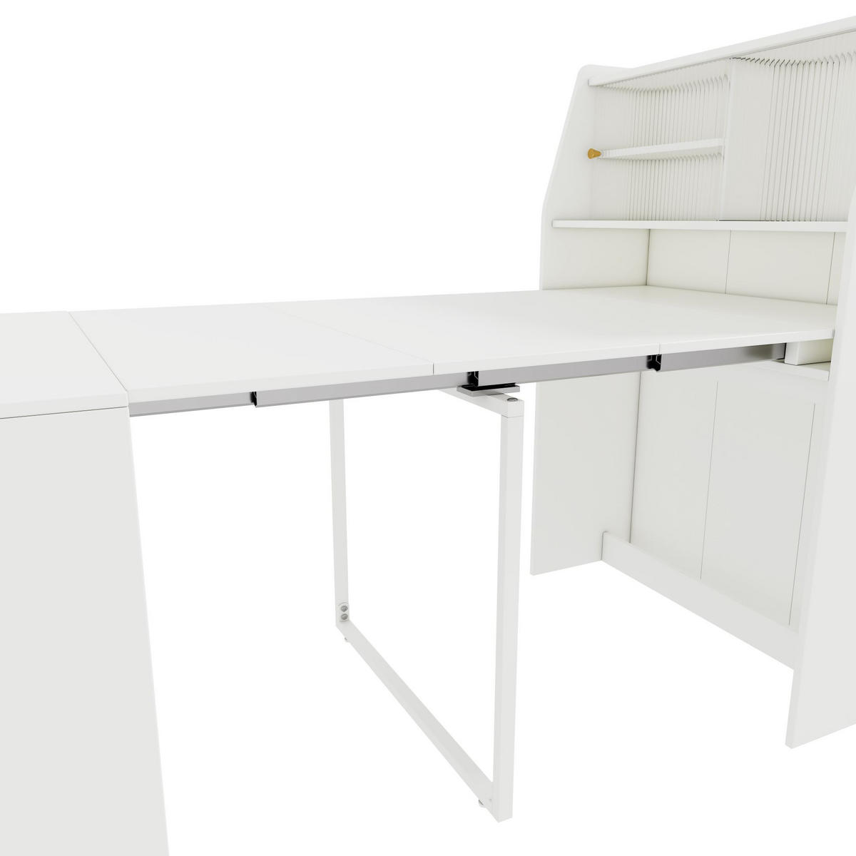 ESSTISCH in Weiß ausziehbarer Küchentisch mit Stauraum, Einweg-Ausziehtisch und Esszimmer-Stauschrank , B52-132.5/T80/H76cm - Weiß, Glas/Holzwerkstoff (80/132.5/75cm) - STILVORA