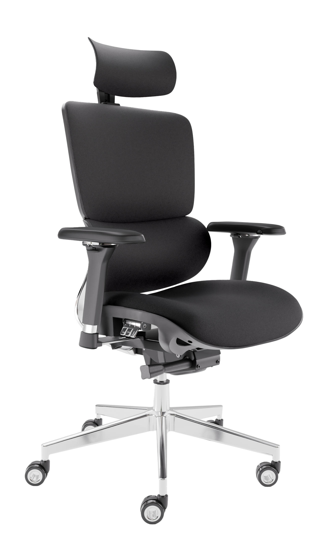 BÜROSTUHL MasterSeat Schwarz - Silberfarben/Schwarz, Kunststoff/Textil (70/135/70cm) - Clouvou