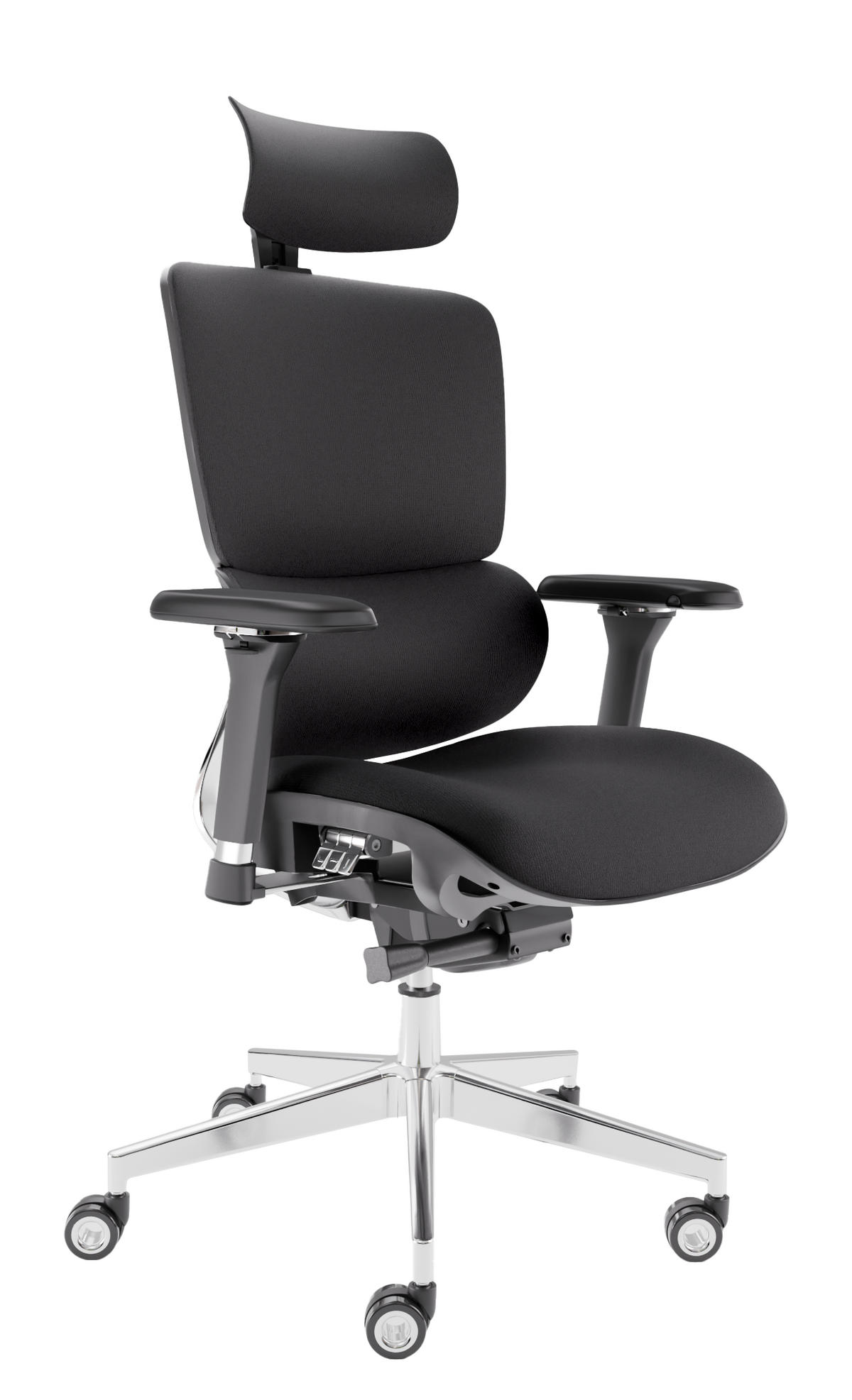 BÜROSTUHL MasterSeat Schwarz - Silberfarben/Schwarz, Kunststoff/Textil (70/135/70cm) - Clouvou