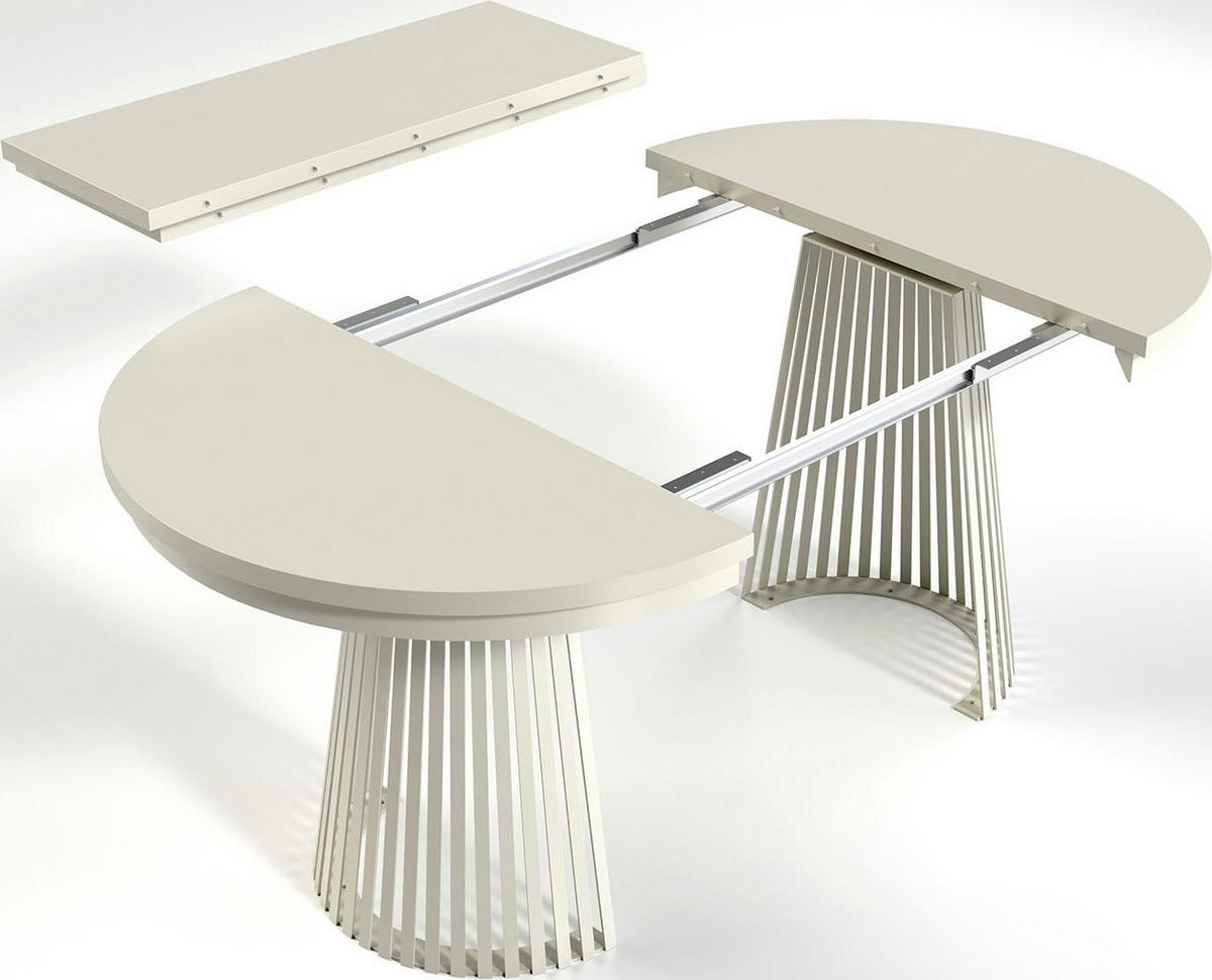 ESSTISCH Scala runder ausziehbarer, Braun 100-180/100/75 cm - Eiche Wotan/Weiß, Holzwerkstoff/Metall (100/100/75cm) - WFL GROUP