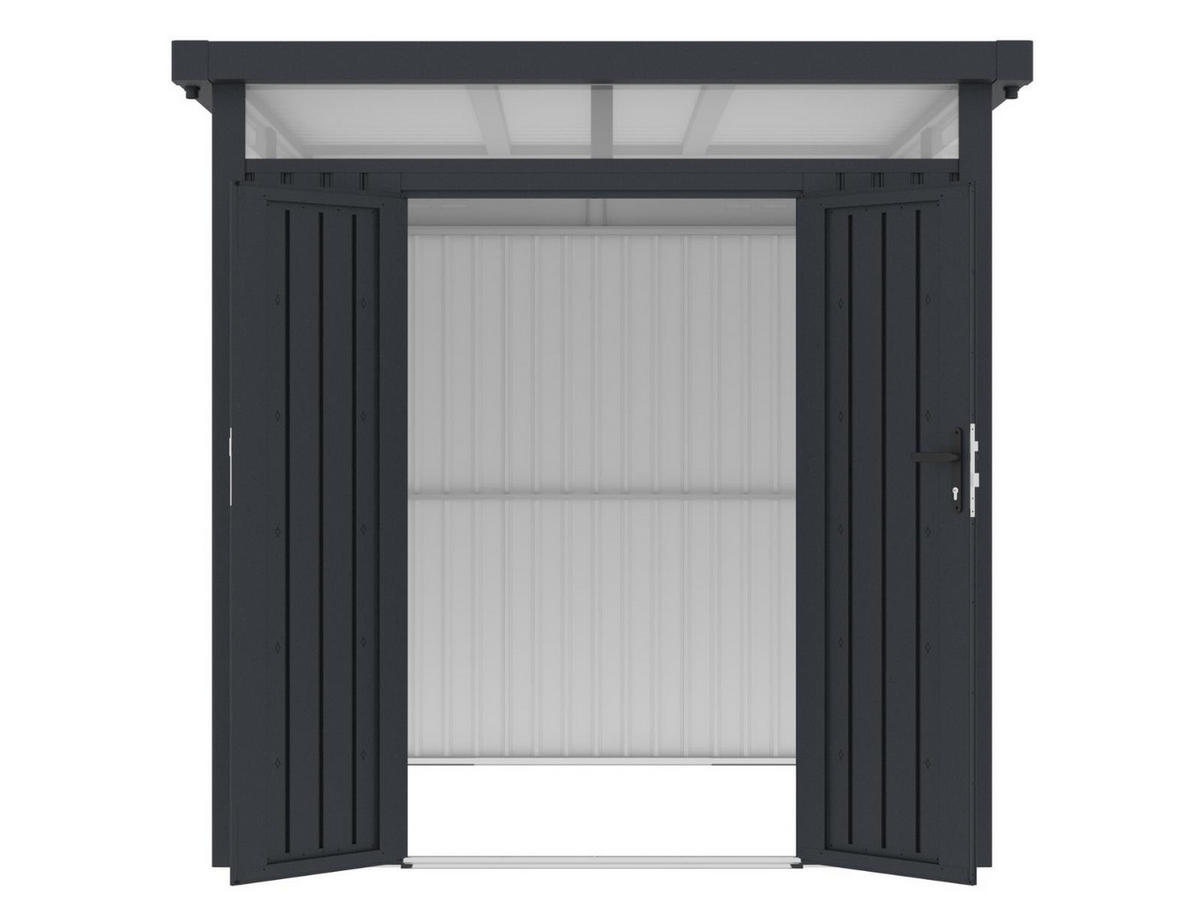 GERÄTEHAUS TOM Dunkelgrau mit Doppeltür und Schließzylinder 230/230/222 cm - Grau, Kunststoff (80/175/120cm) - Plats Outdoor solution