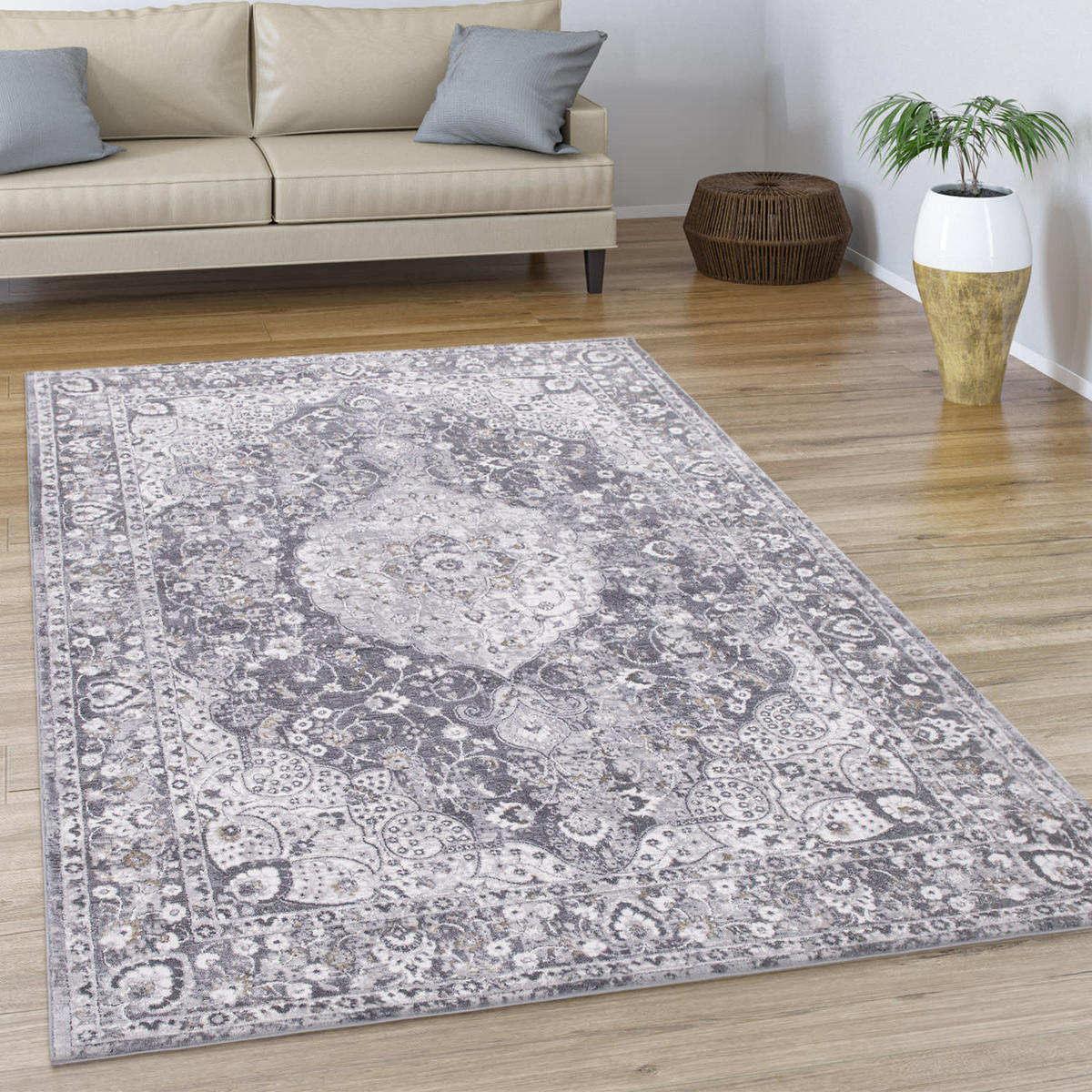 KURZFLORTEPPICH 80/150 cm Calabria 582 - Grau, Kunststoff (80/150cm) - Paco Home