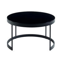 COUCHTISCH - 70 cm x 70 cm - Metall, Glas - Schwarz, Weiß - BILLIE - Schwarz/Weiß, Glas/Metall (70/70/42cm) - Vente-Unique