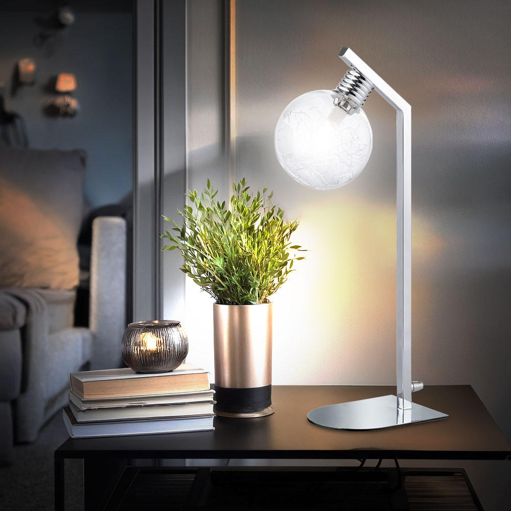 TISCHLEUCHTE Chrom Silber Drahtgeflecht - Silberfarben, Glas (21.5/13/40cm) - Wofi