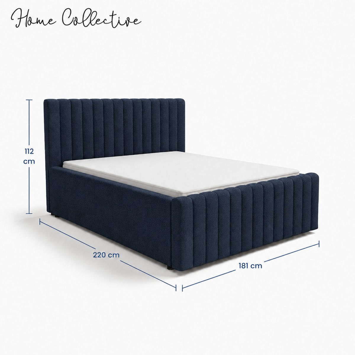 POLSTERBETT 160x200 cm in Marineblau - Dunkelblau, Textil (160/200cm) - Home Collective