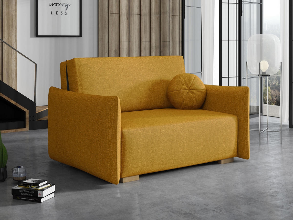 SCHLAFSOFA Viva Glov II - Gelb/Naturfarben, Holz/Textil (134/85/98cm) - MIRJAN24